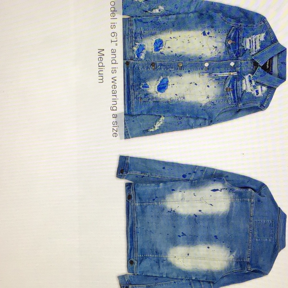 New Reasons Brand Paint Splatter Denim Jacket.Unisex Size Large and Medium